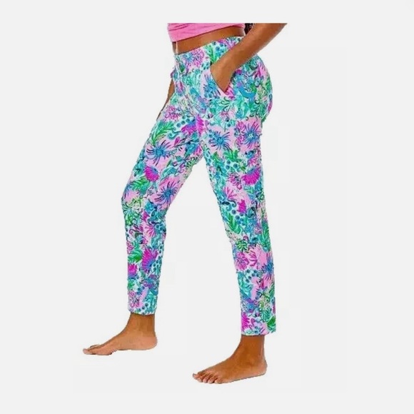 Lilly Pulitzer Emora Knit Pants Joggers Mandevilla Baby Paradise Petals Size S - Picture 2 of 7